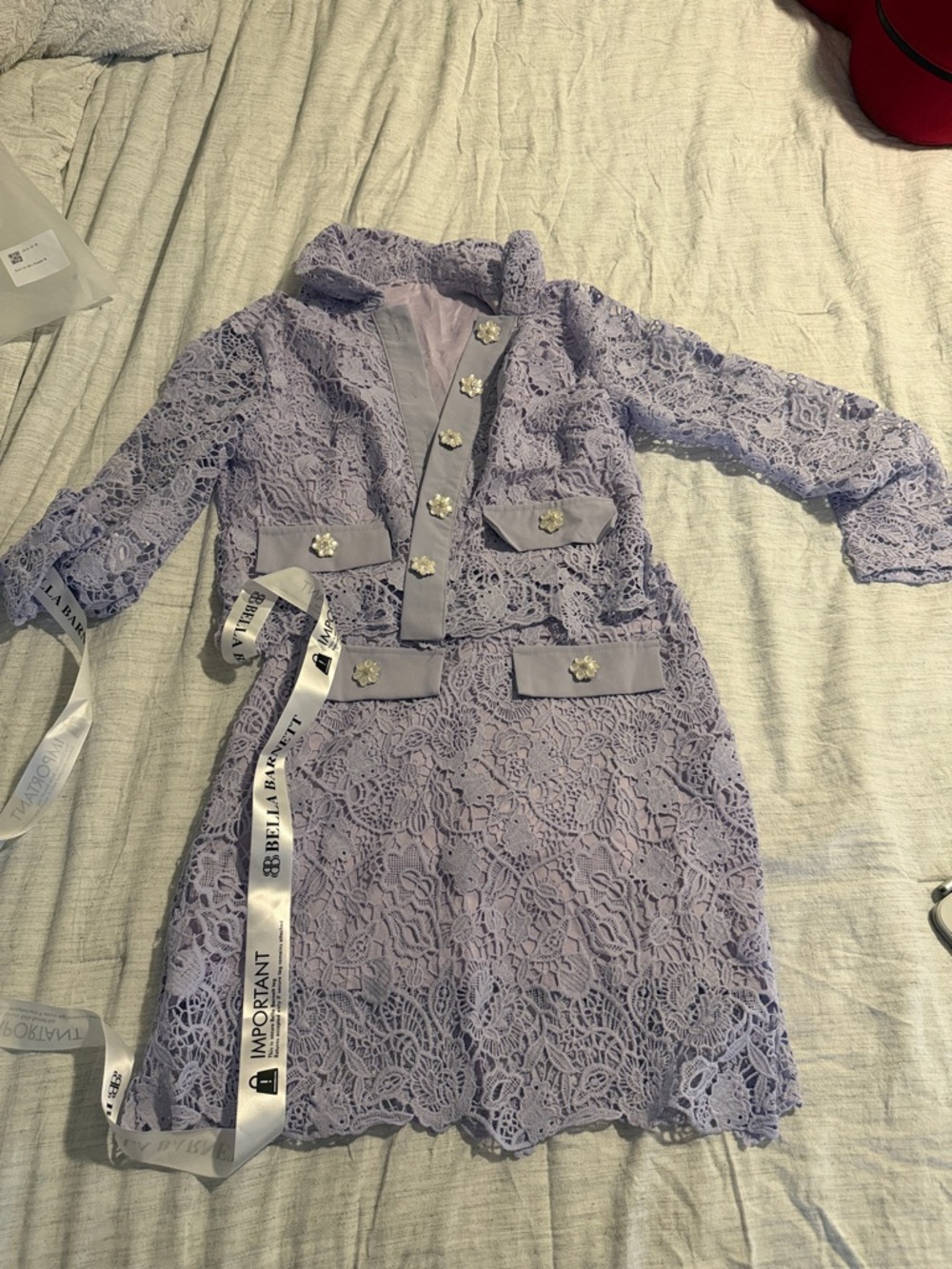 Lavender Lace Button-Front skirt set with Floral Accent
